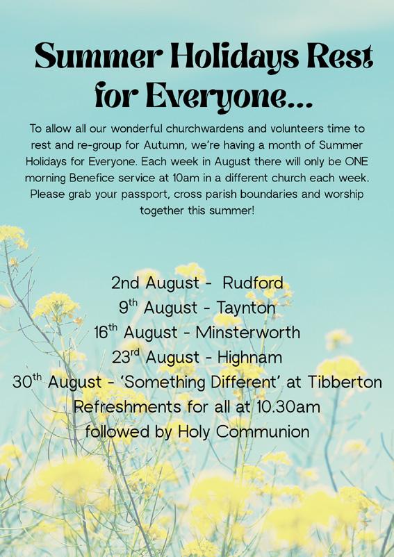 Summer Holiday Services in the Highnam Benefice