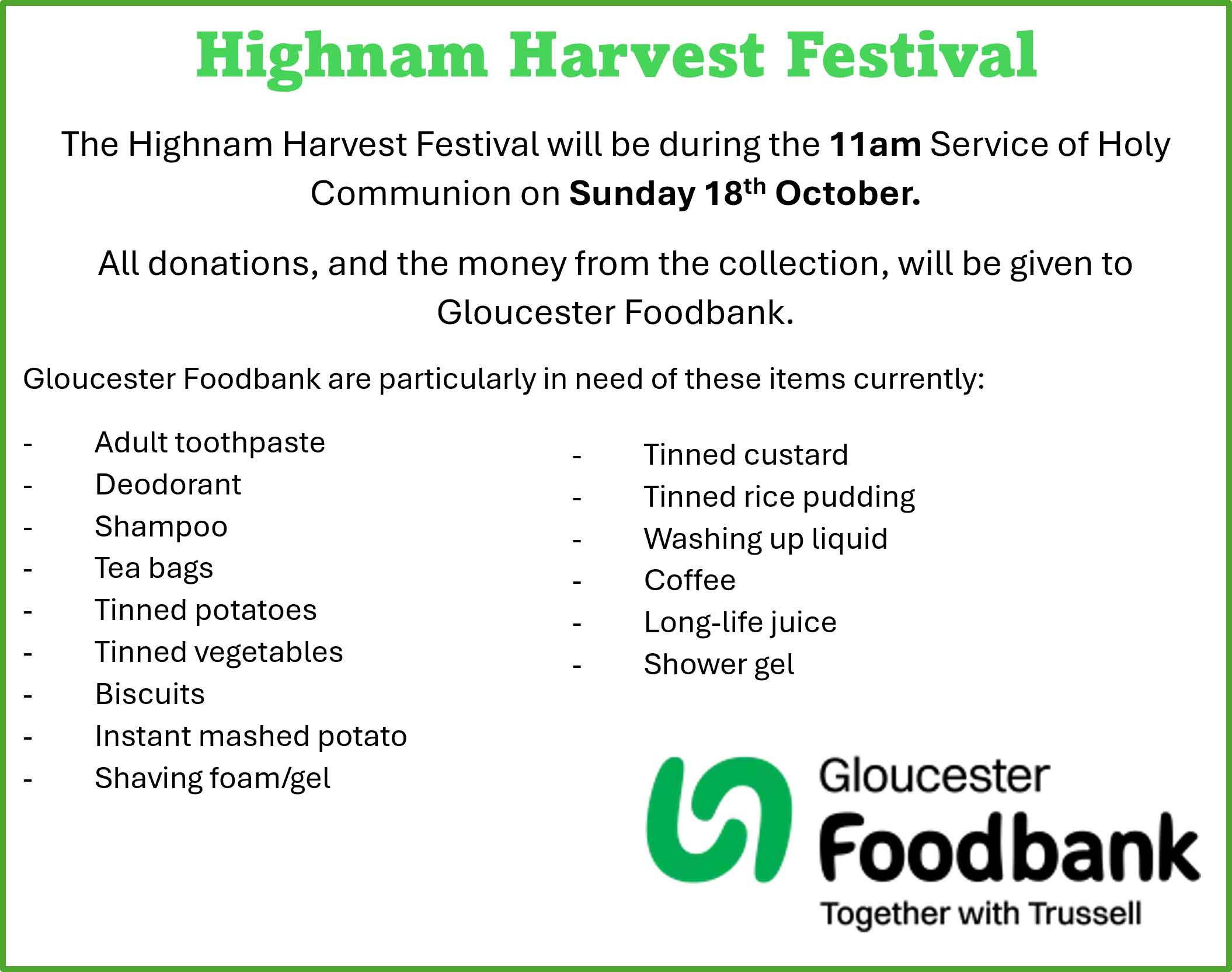 Highnam Church Harvest Festival
